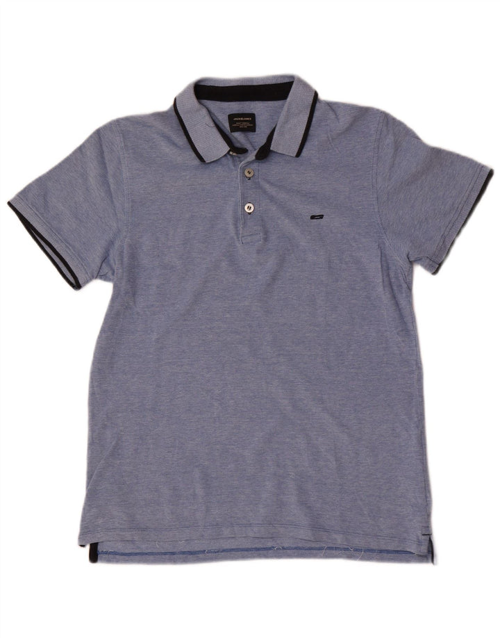 Cămașă polo Jack & Jones pentru bărbați, bumbac albastru mediu
