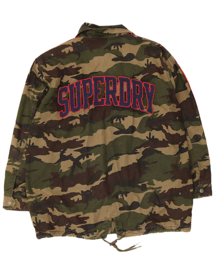 Jachetă militară cu grafică Superdry pentru femei UK 12, camuflaj mediu kaki