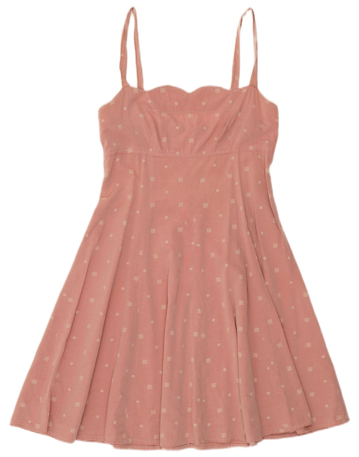 VINTAGE Rochie A-Line fără mâneci pentru femei UK 6 XS Roz Floral