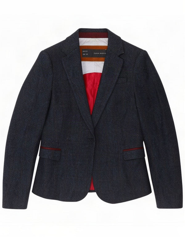 Zara Femei 1 Button Blazer Jacket UK 10 Small Bluemarin Blue
