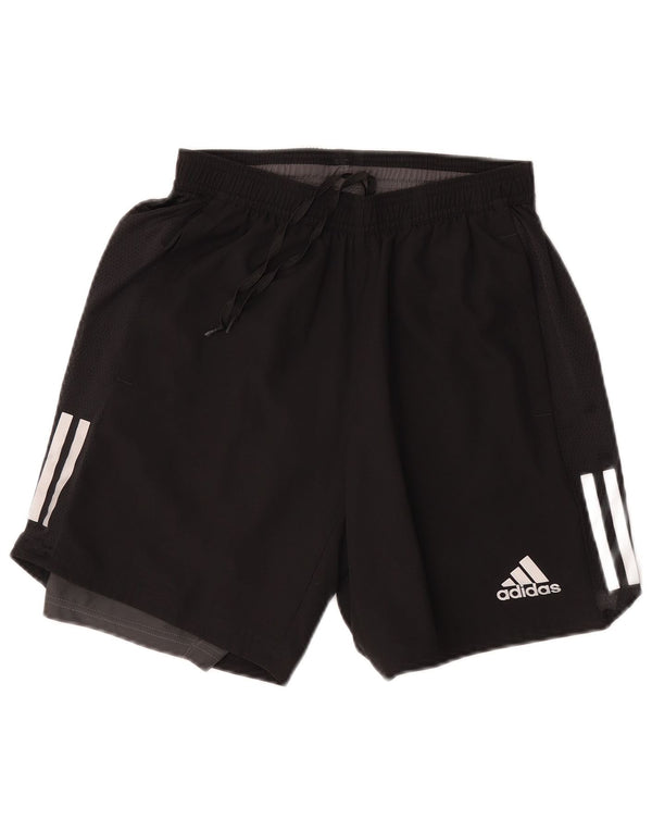 Pantaloni scurți sport pentru alergare Adidas pentru bărbați, negru, poliester color bloc