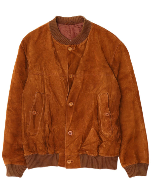 Vintage Mens Suede Bomber Jacket IT 54 2XL Brown