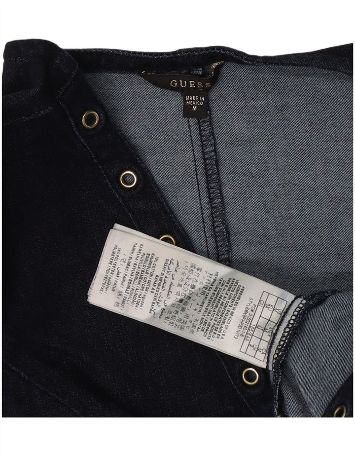 Crop Top din denim pentru femei Guess UK 12 Medium Bluemarin Bumbac