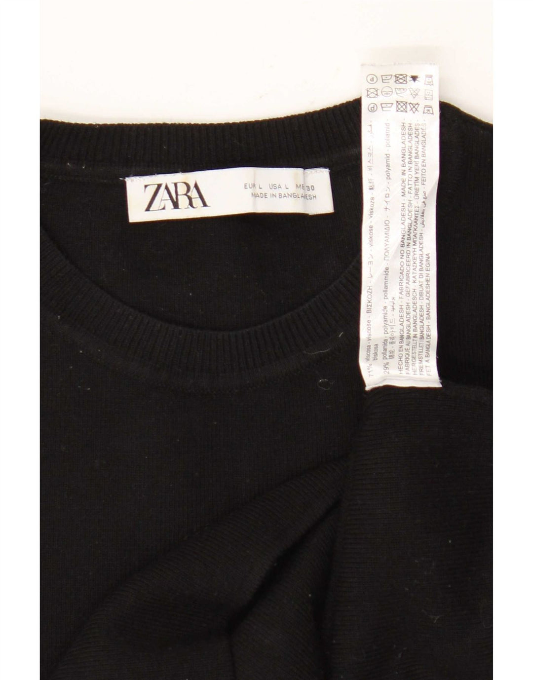 Crop Top femeie Zara UK 14 mare, negru, viscoză