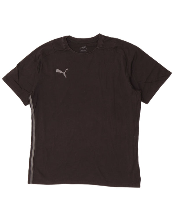 Puma Mens Short Sleeve Regular T-Shirt Top Large Black Cotton