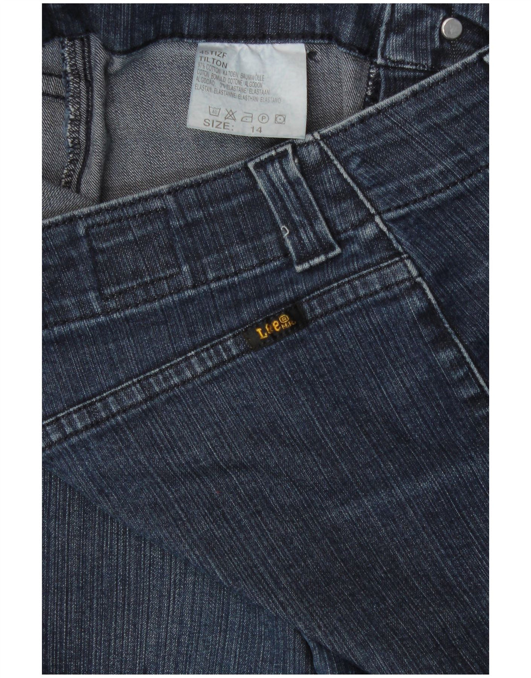 Jeans Lee Tilton Bootcut pentru femei US 14 mare W28 L30 bumbac bleumarin