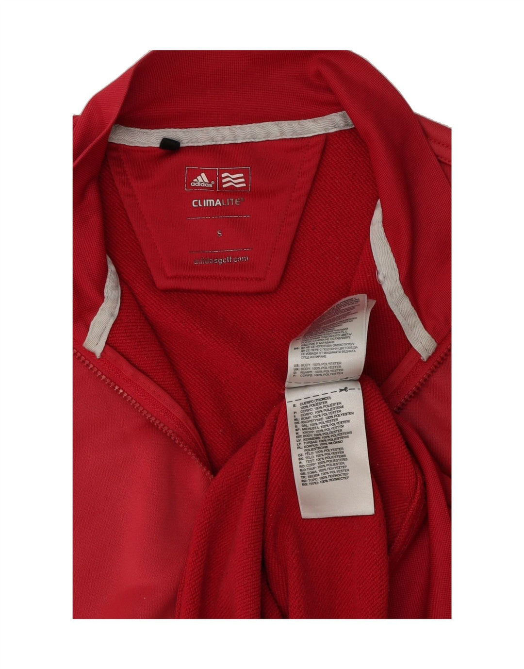 ADIDAS Mens Climalite Zip Neck Sweatshirt Jumper Small Red Polyester Vintage Adidas and Second-Hand Adidas from Messina Hembry 