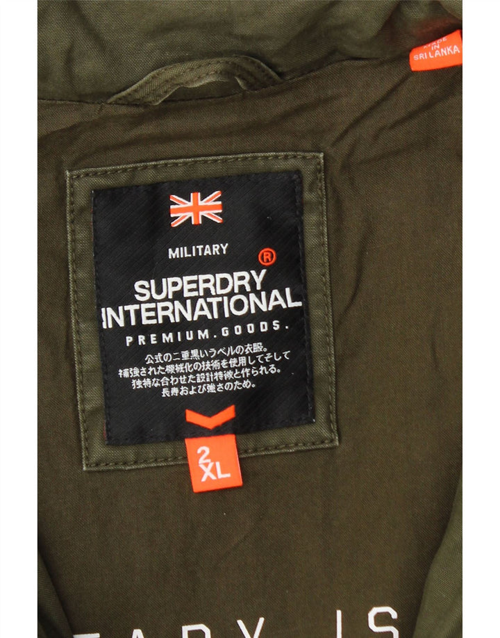 Jachetă militară cu grafică învechită pentru bărbați SUPERDRY UK 44 2XL bumbac kaki