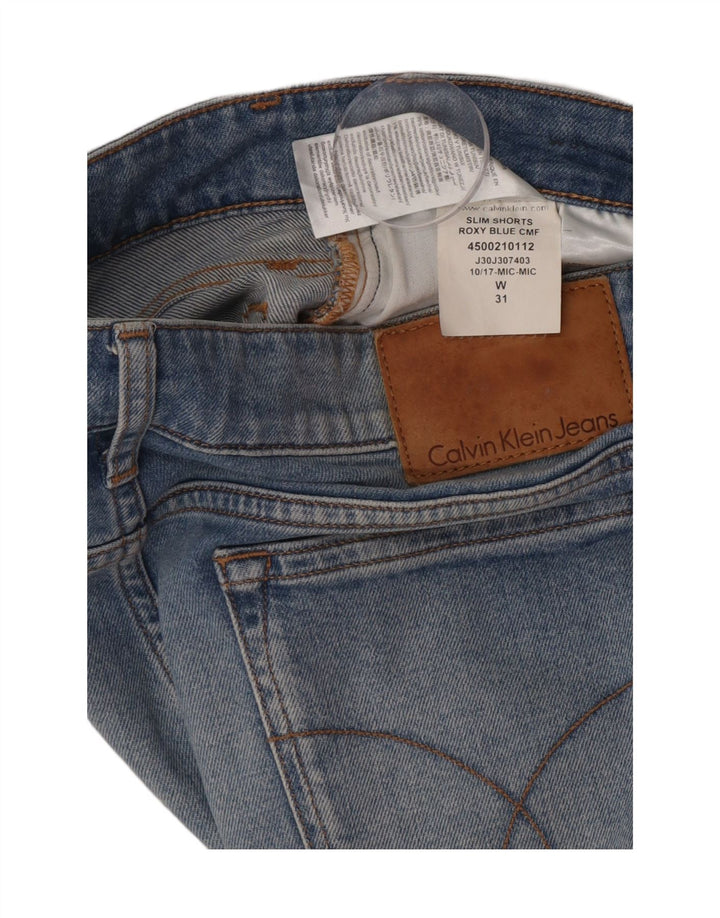 Pantaloni scurți de denim slim pentru femei Calvin Klein W31 bumbac albastru mediu