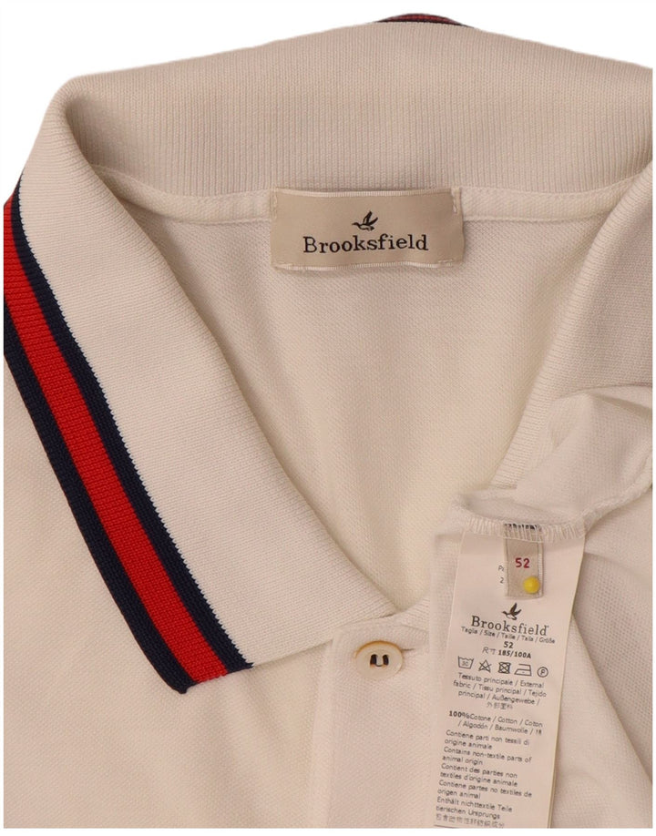 Tricou polo Brooksfield pentru bărbați IT 52, mare, alb, bumbac