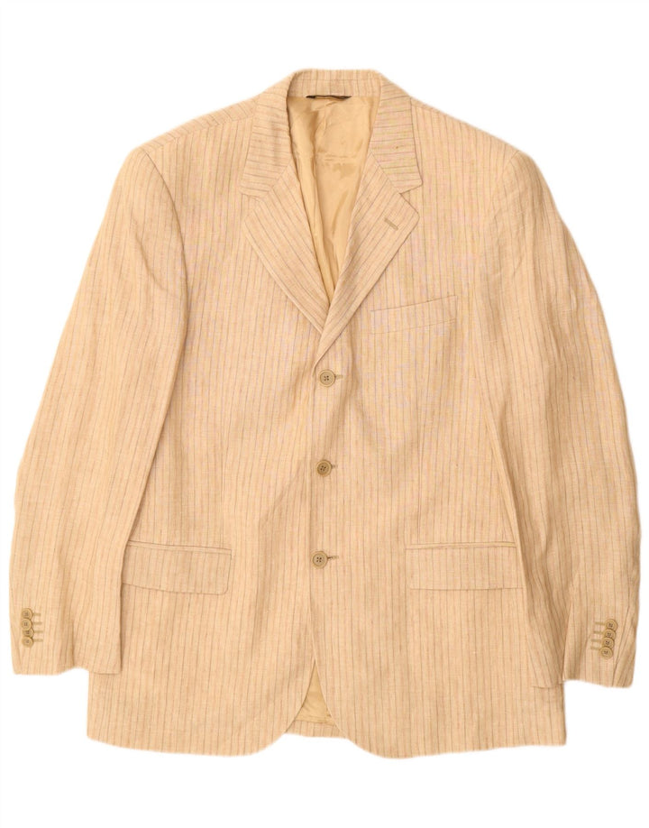 Jachetă vintage pentru bărbați cu 3 nasturi IT 52 XL in bej cu dungi