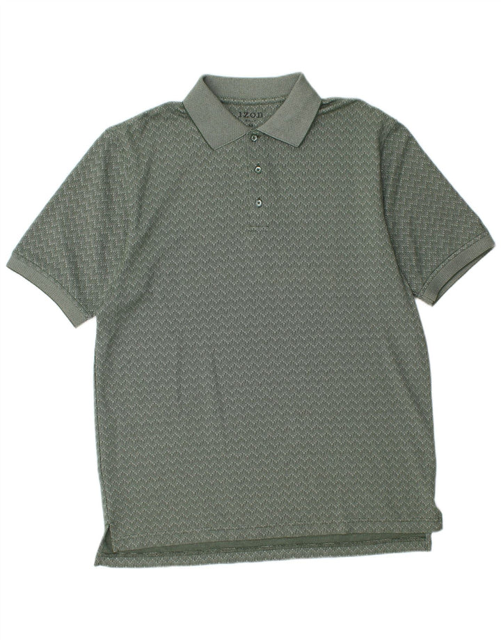 Tricou polo Izod pentru bărbați, bumbac chevron verde mediu