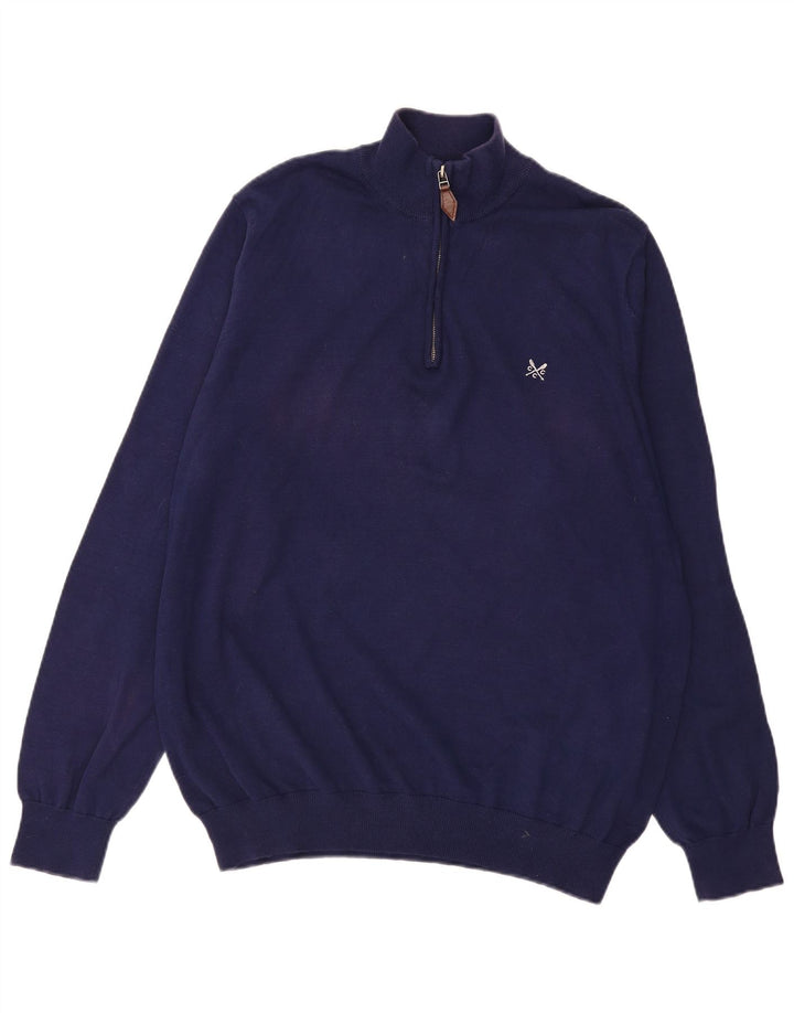 CREW CLOTHING Pulover pentru bărbați cu fermoar și gât, bumbac bleumarin 3XL