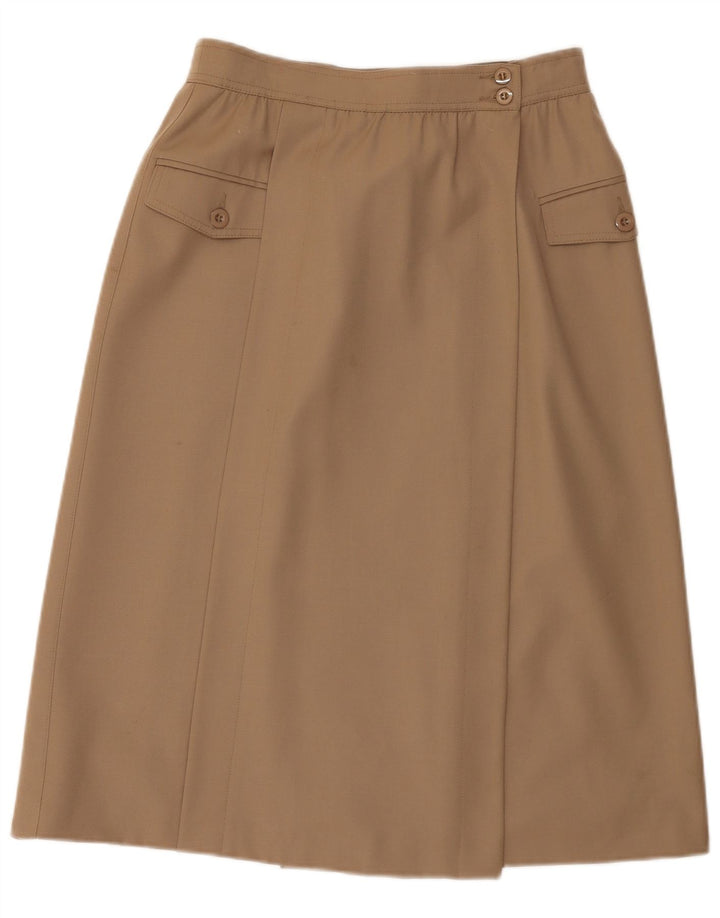 Escada Fusta Midi Wrap EU 38 Medium W28 Maro Lână Nouă