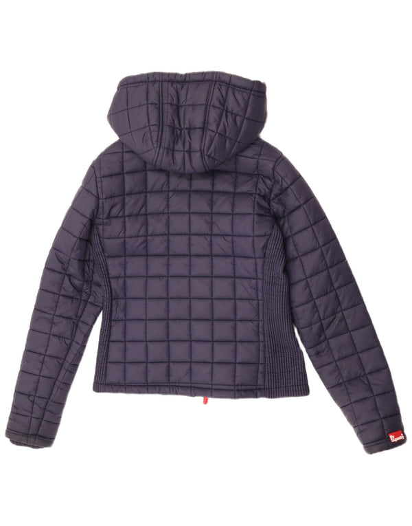Jachetă căptușită cu glugă Superdry pentru femei UK 12 Medium Navy Blue Marine