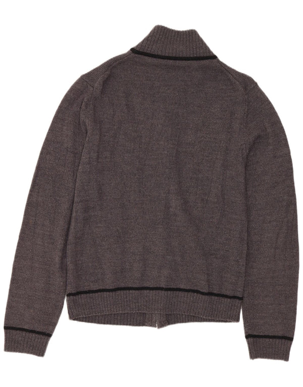 Pulover cardigan pentru femei CALVIN KLEIN JEANS UK 10 mic gri din lână virgină