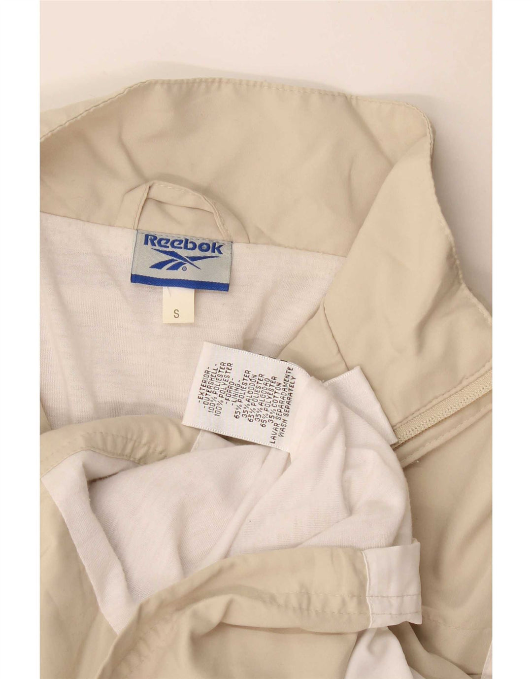 Jachetă de trening pentru femei Reebok UK 10 Small, bej, poliester color bloc