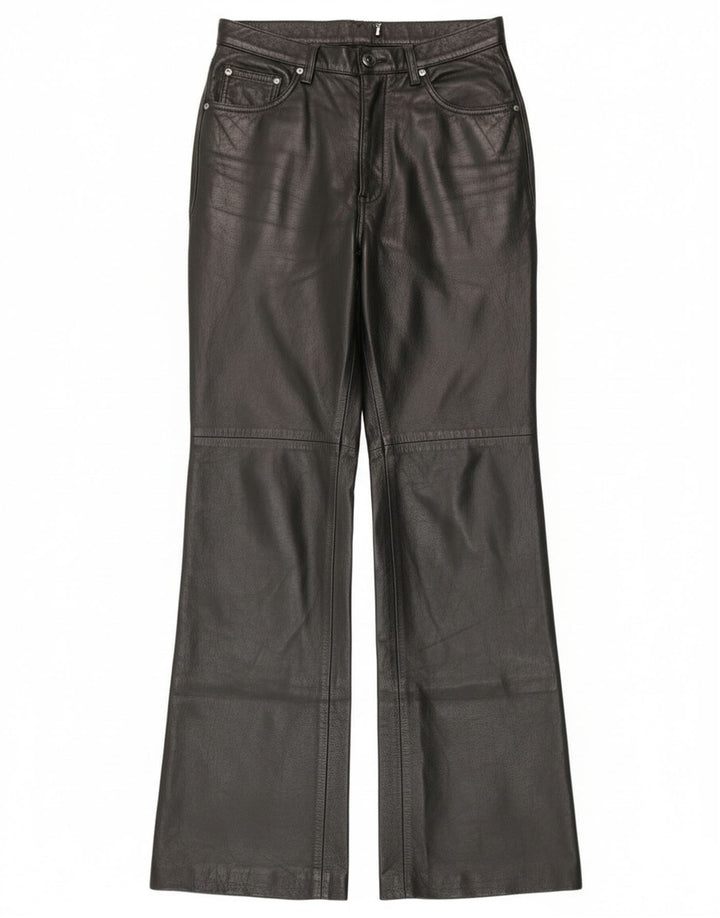 Pantaloni vintage din piele bootcut pentru femei IT 44 Medium W28 L30 Piele neagră