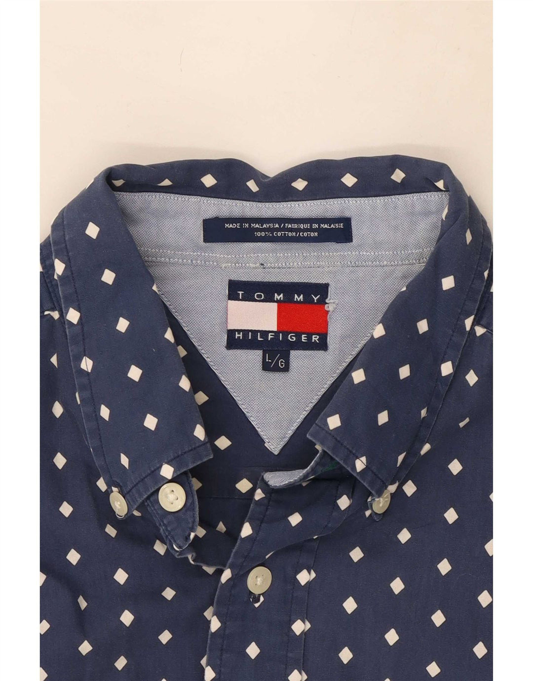 Cămașă pentru bărbați Tommy Hilfiger, mare, albastru, bumbac cu pete