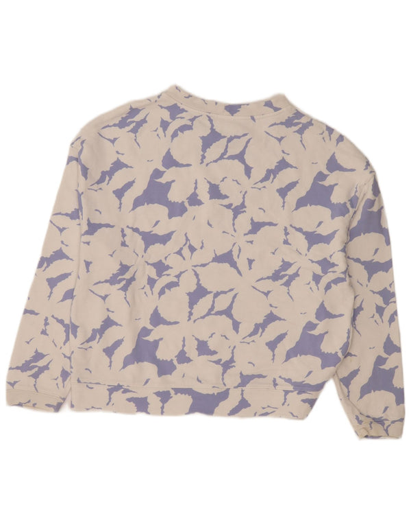 Pulover supradimensionat pentru femei Benetton UK 10 Bumbac floral alb mic