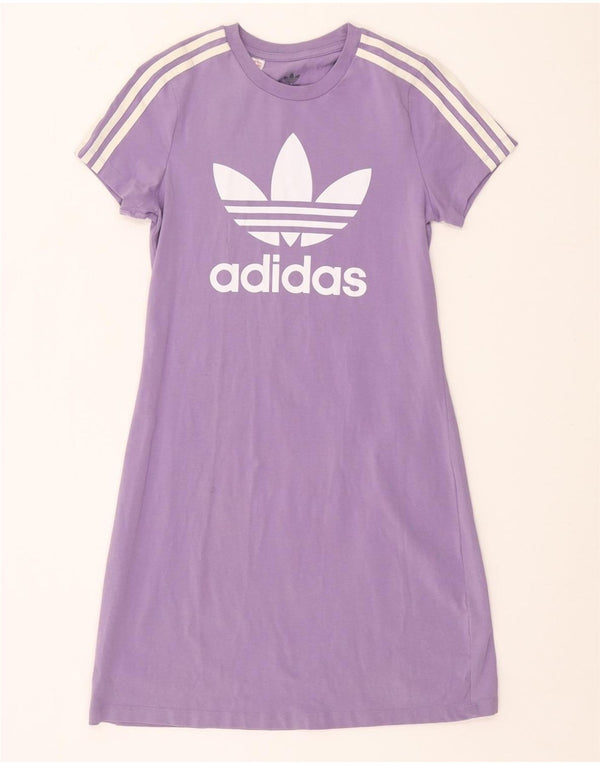 Rochie tricou grafic pentru fete ADIDAS 12-13 ani bumbac violet