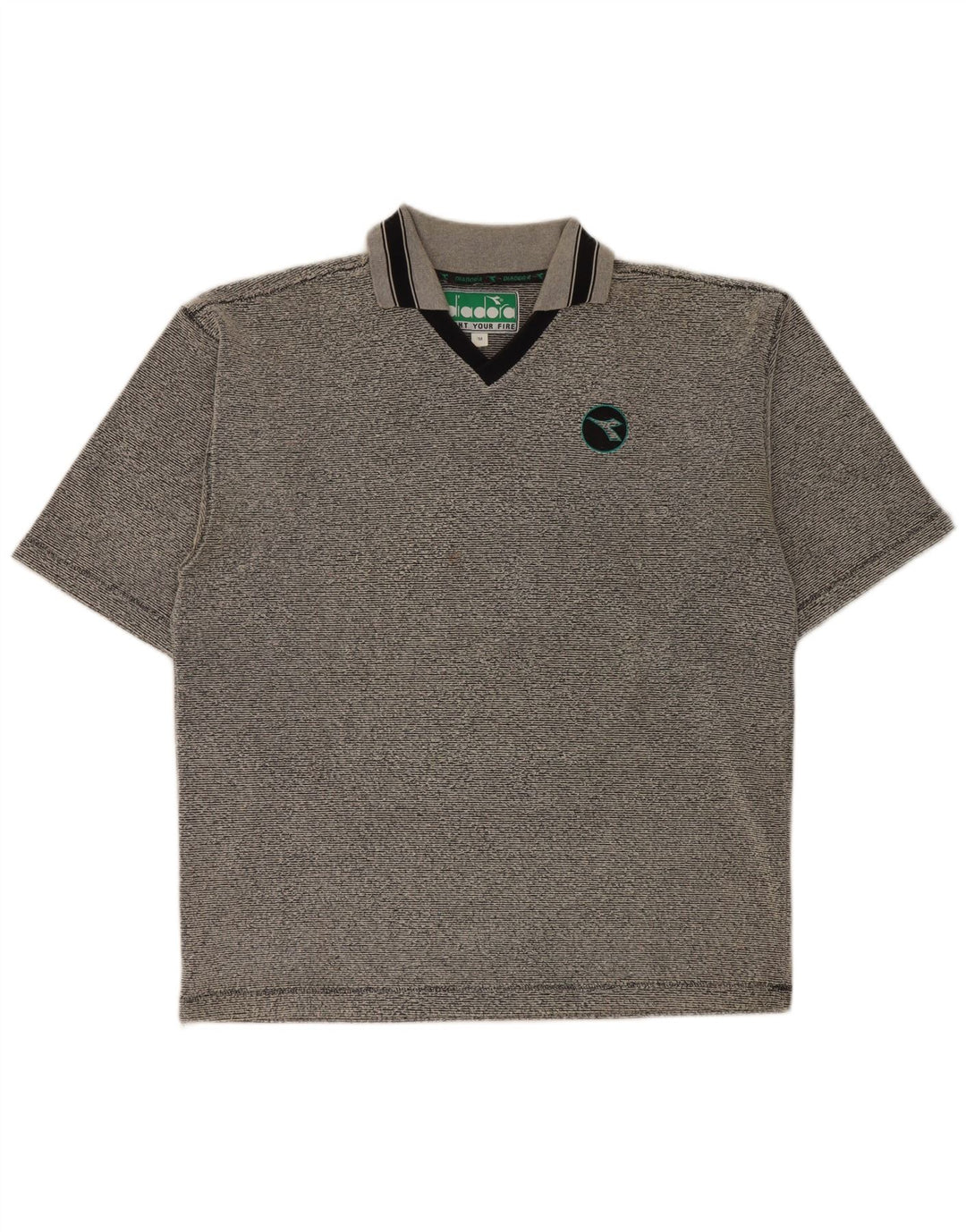 Tricou polo pentru bărbați Diadora, poliester cu dungi gri medii