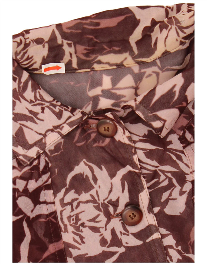 Bluză vintage pentru femei, cămașă crop UK 12 Medium Maroon Floral