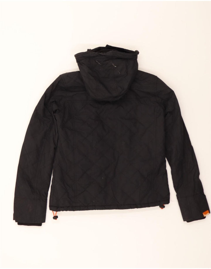 SUPERDRY Womens Windcheater Hooded Windbreaker Jacket UK 14 Medium Black Vintage Superdry and Second-Hand Superdry from Messina Hembry 
