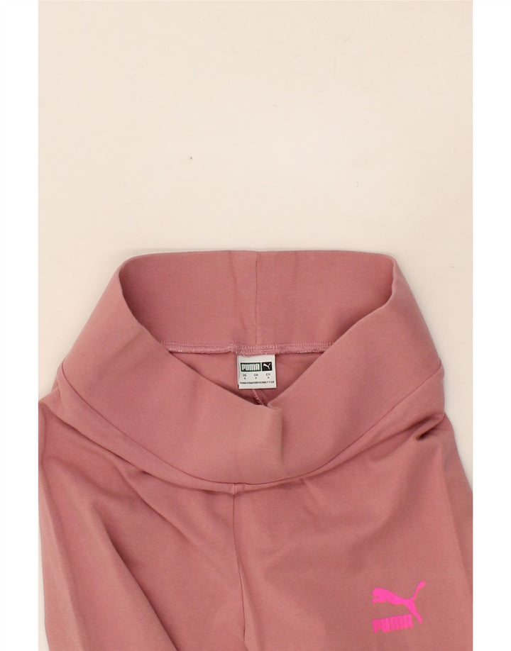 PUMA Womens Leggings UK 8 Small Pink Colourblock Cotton Vintage Puma and Second-Hand Puma from Messina Hembry 