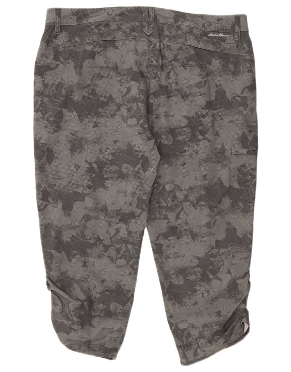 Pantaloni cargo capri pentru femei Eddie Bauer US 14 XL W38 L21 gri camuflaj