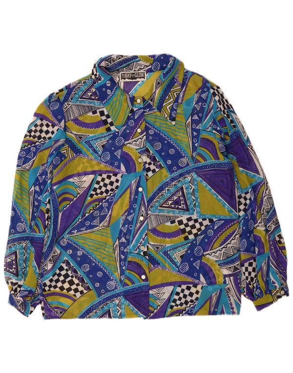 Bluză Cămașă Femei VINTAGE IT 42 Poliester Geometric Albastru Mediu