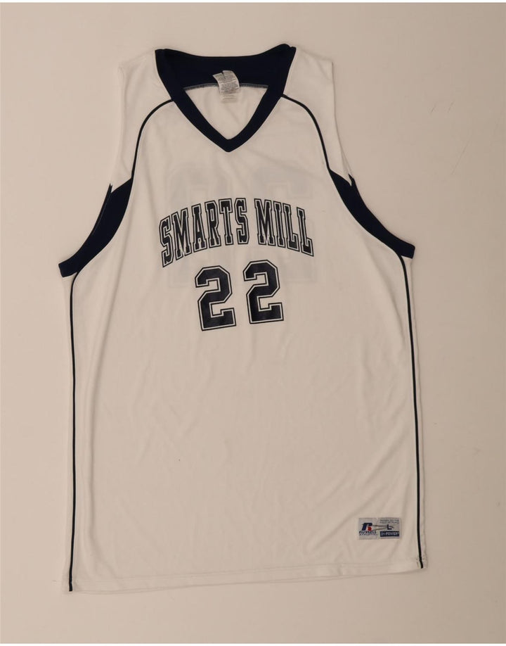 Vestă grafică pentru bărbați Russell Athletic Top mare, alb, poliester color bloc