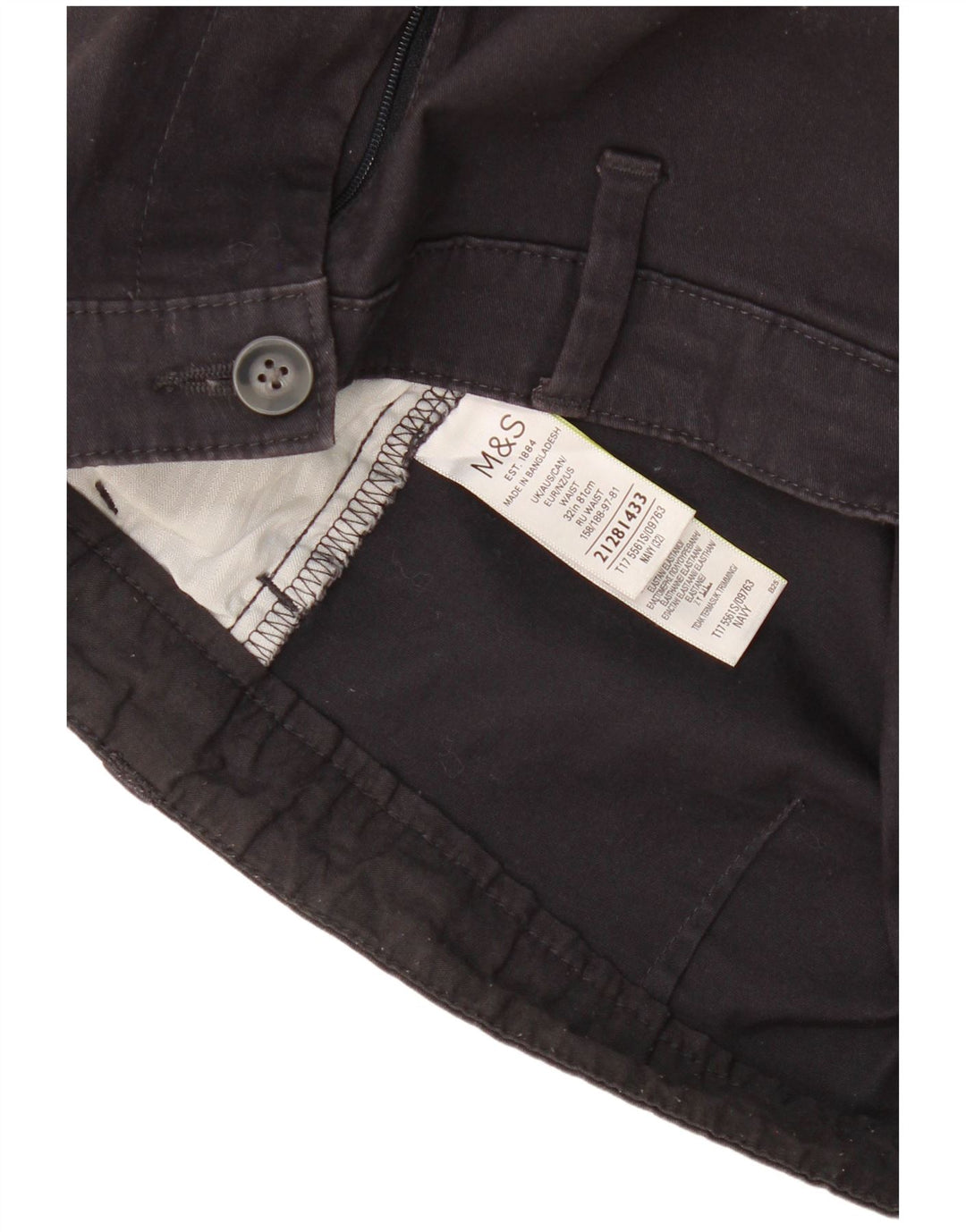 Pantaloni scurți chino pentru bărbați Marks & Spencer W32, bumbac bleumarin mediu
