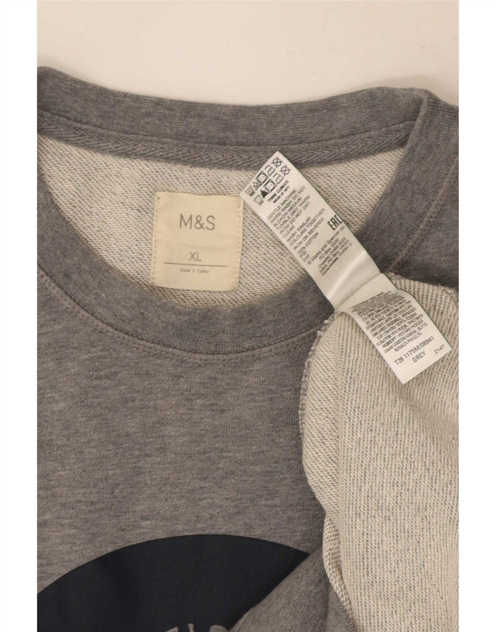 Hanorac grafic pentru bărbați Marks & Spencer Pulover XL bumbac gri