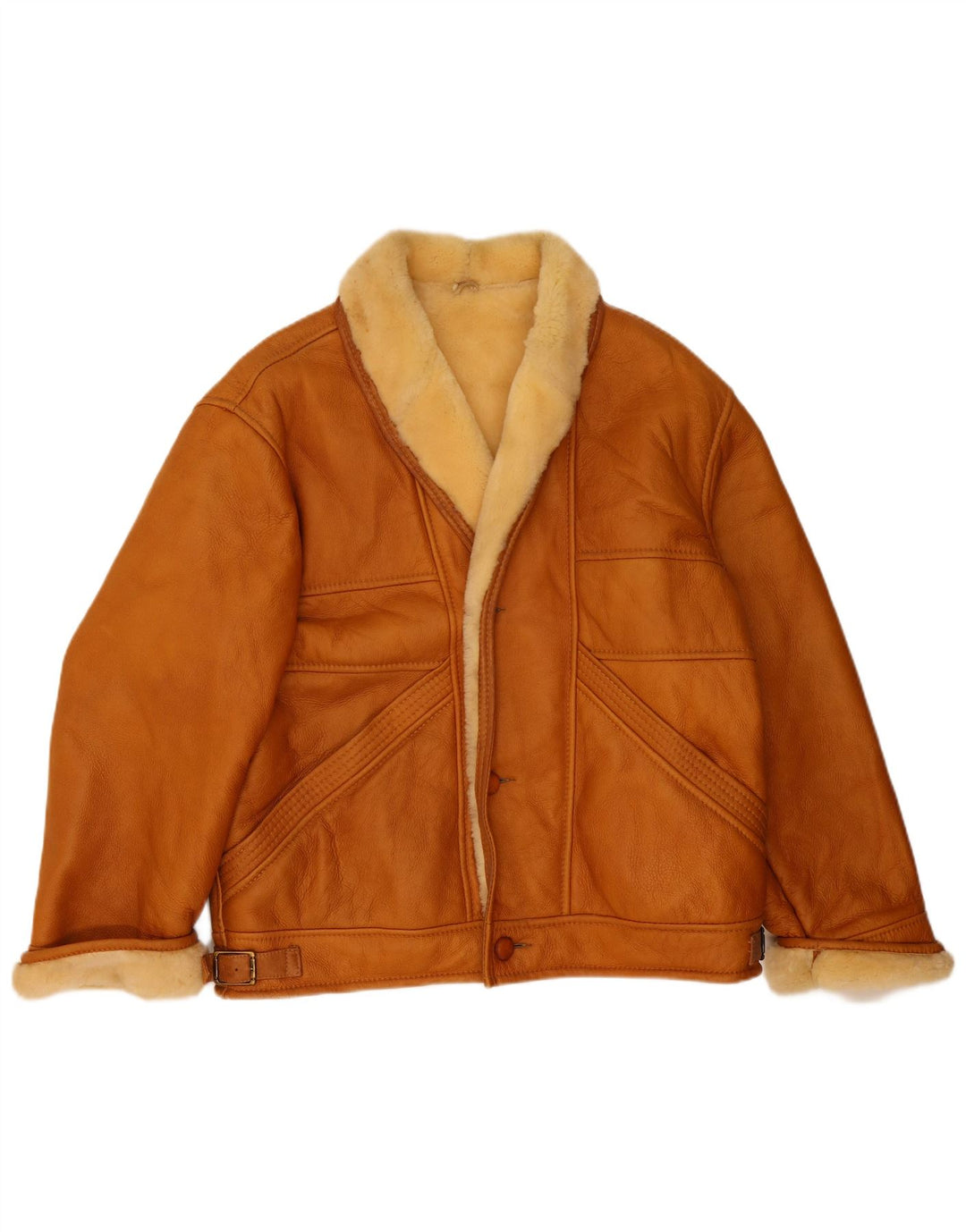 Jachetă din shearling pentru bărbați VINTAGE IT 52 XL bej din shearling