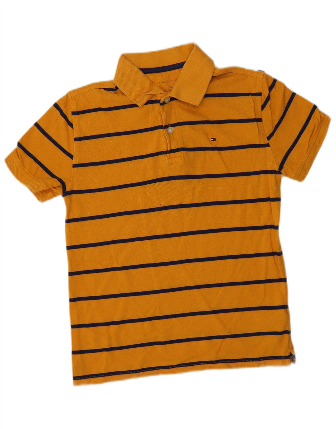 TOMMY HILFIGER Tricou Polo Băieți 12-13 Ani Mare Bumbac cu dungi galbene