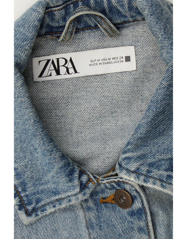 Jachetă de blugi distressed pentru femei Zara UK 14, albastru mediu