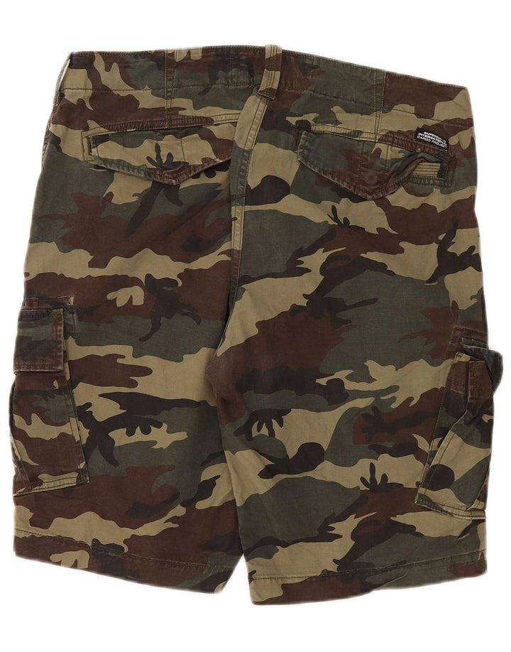 Pantaloni scurți cargo Superdry pentru bărbați W36 Large Khaki Camouflage Cotton Army