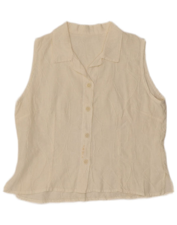 Bluză de cămașă fără mâneci pentru femei de epocă, UK 14, in alb mediu mediu