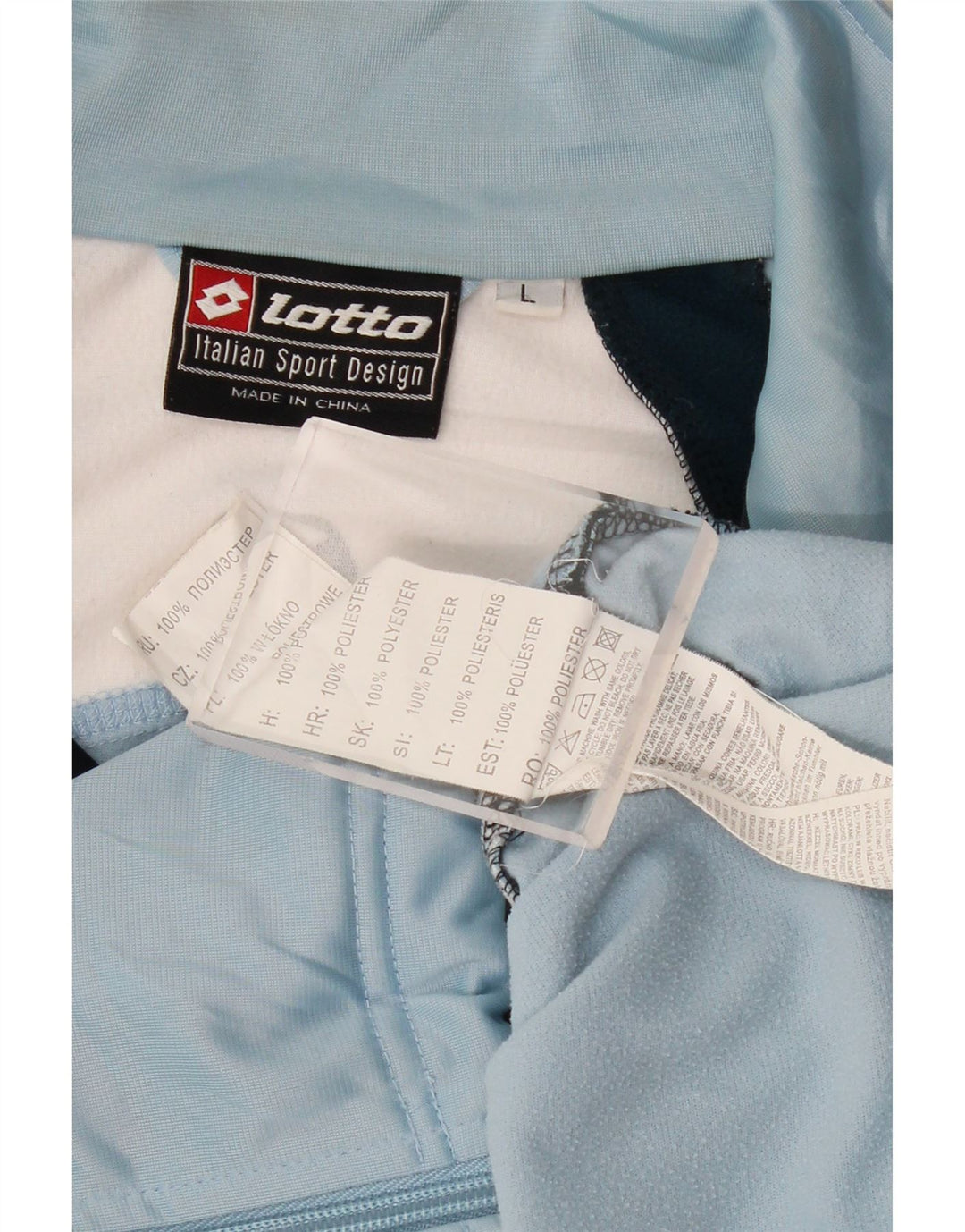 LOTTO Mens Graphic Tracksuit Top Jacket Large Blue Colourblock Polyester