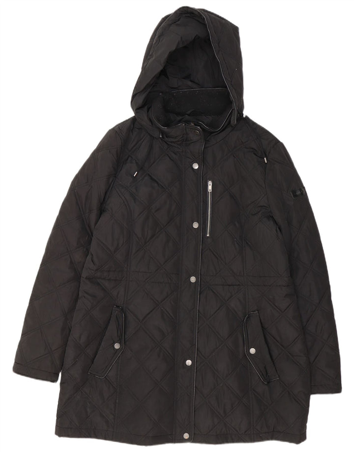 DKNY pardesiu matlasat cu glugă pentru femei UK 18 XL poliester negru