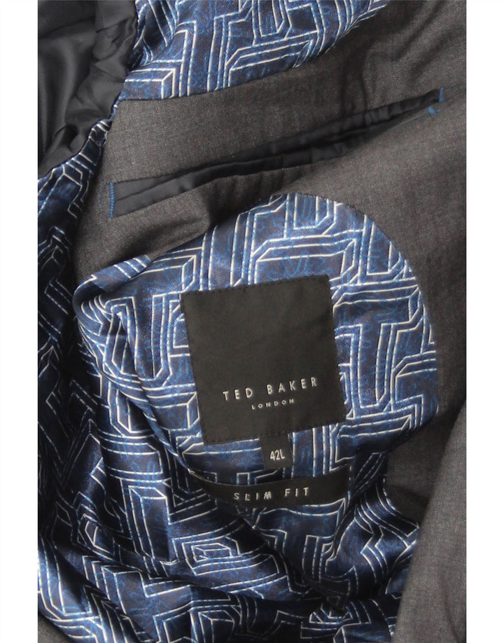 Jachetă pentru bărbați Ted Baker, cu 2 nasturi, slim fit, UK 42 XL, lână gri