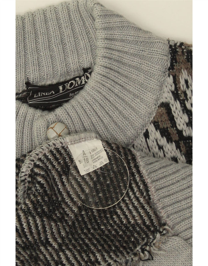 Pulover cardigan pentru bărbați LINEA, mare, gri geometric, acrilic