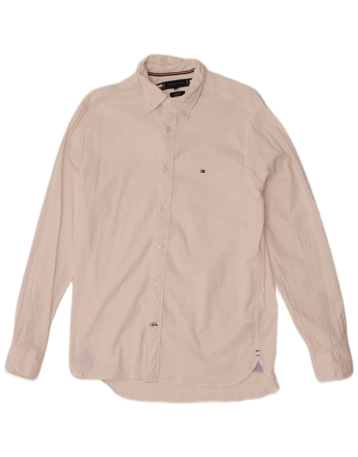 Cămașă pentru bărbați Tommy Hilfiger, cu tăiere obișnuită, mică, albă, din bumbac