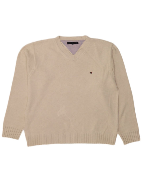 Pulover pentru bărbați Tommy Hilfiger, cu decolteu în V, XL, bumbac, bej