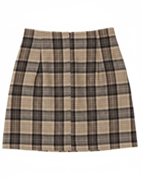 Fusta de damă vintage cu talie înaltă IT 42 Medium W23 Lână carouri gri