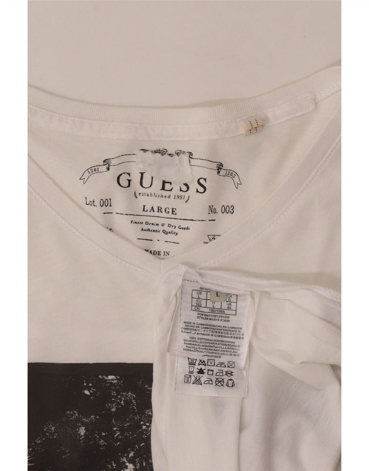 Tricou grafic Guess pentru bărbați Top UK 40 Medium White Bumbac