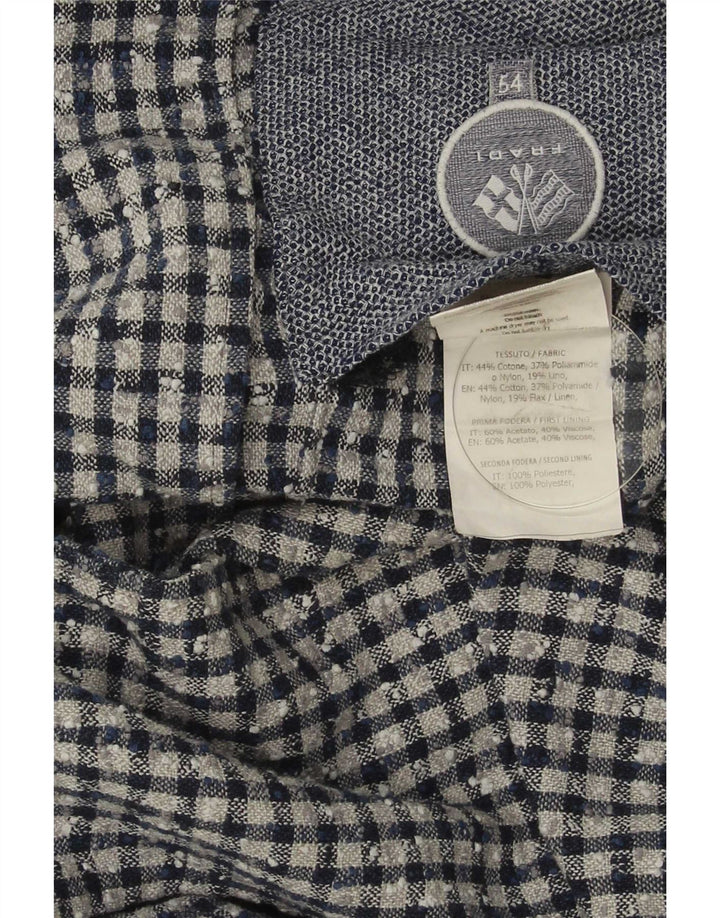 Jachetă Fradi pentru bărbați cu 2 nasturi IT 54 2XL, bumbac vichy albastru bleumarin