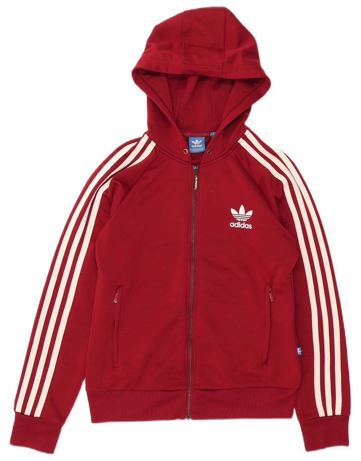 Pulover Adidas pentru femei, cu fermoar, UK 12 Poliester Burgundy mediu