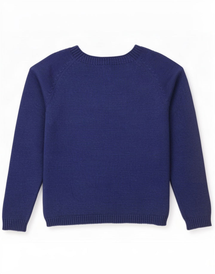 Pulover pentru femei Massimo Dutti cu gât de barcă UK 14 Medium Bluemarin Lână